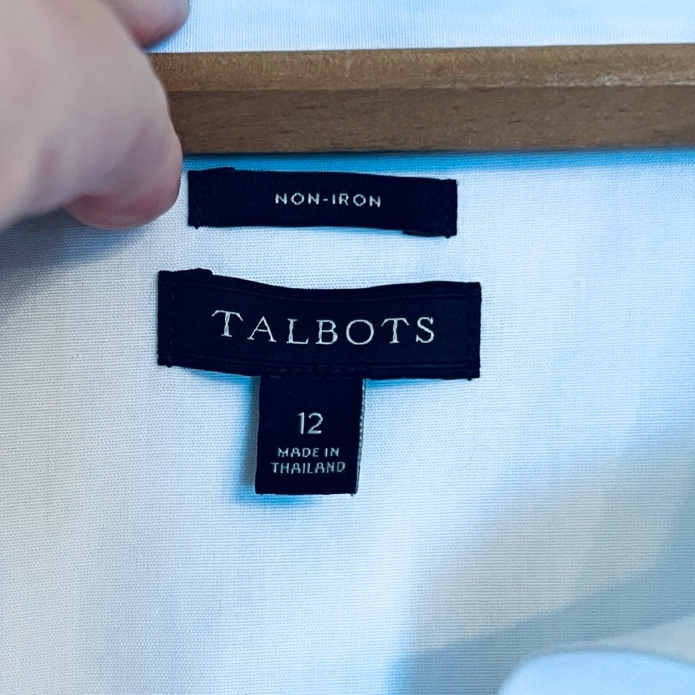 Talbots No Iron White Sparkle Button Popover Tunic, 12 - Picture 3 of 8